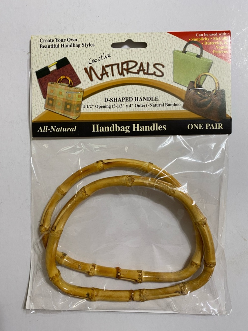 Creative Naturals Bamboo D-Shaped Handbag Purse Handles - Natural Bamboo